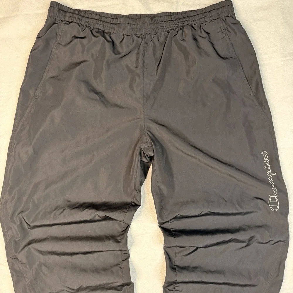 Champion Vintage Men's Black Athletic Track Pants‎ Joggers Zip Ankle L